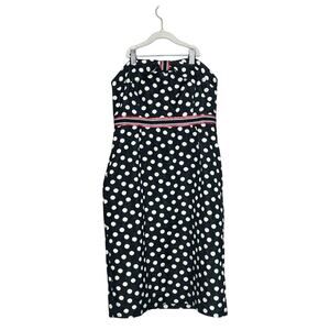 Maeve Strapless Dress Black Red Cream Polka Dot Size 8
